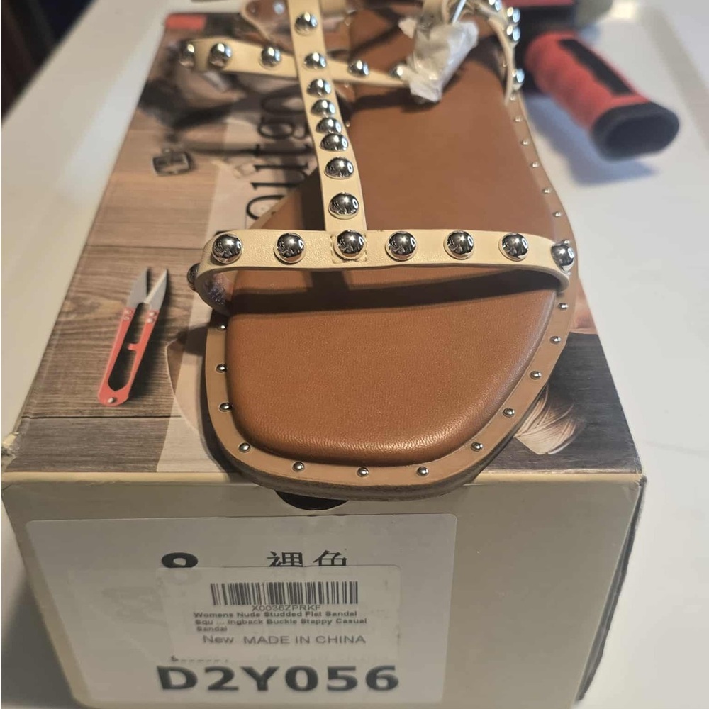 Studded Cream Sandals - Picture 10 of 10